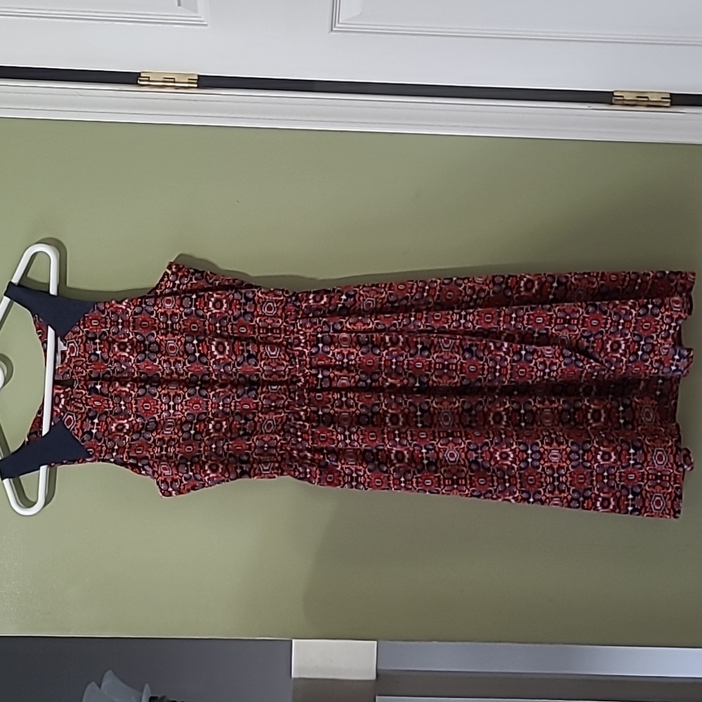 Athleta Dress Red Blue Printed Martinrchi Sleeveless Elastic Waist Womens XS